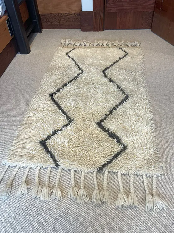 Beni Ourain-style wool rug after cleaning